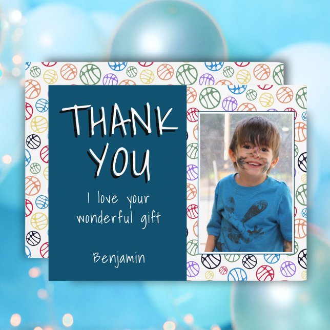 Cartão Postal Balls Blue Boy Foto: Obrigado Aniversário (Criador carregado)