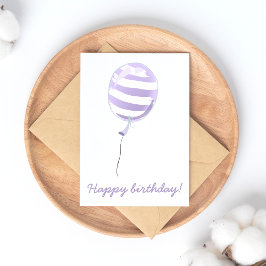 Cartão Postal Baloão Roxo Listrado Fofo - Aniversário de Criança