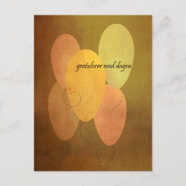 Cartão Postal Balões Amarelos Feliz Aniversário Norueguês
