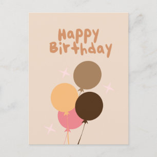 Cartão Postal Balões Boêmios Aniversário Letreiro à Mão