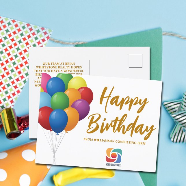Cartão Postal Balões Chic de Aniversário Empresa Personalizada (Criador carregado)