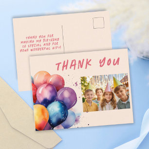 Cartão Postal Balões Coloridos Aniversário Infantil Foto Obrigad