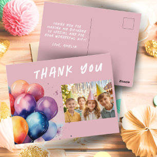 Cartão Postal Balões Coloridos Aniversário Infantil Foto Obrigad