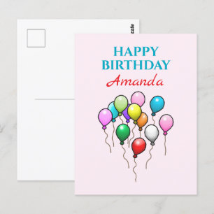 Cartão Postal Balões Coloridos de Aniversário