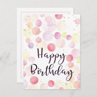 Cartão Postal Balões Coloridos Feliz Aniversário Rosa 
