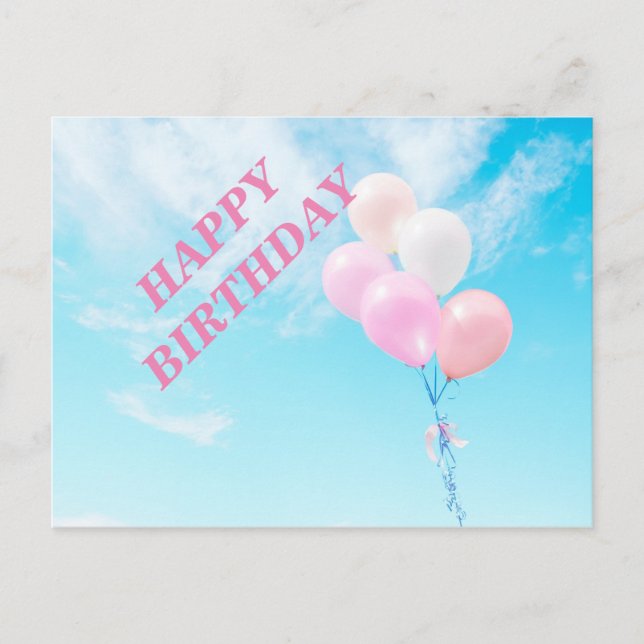 Cartão Postal Balões Coloridos Voando (Frente)