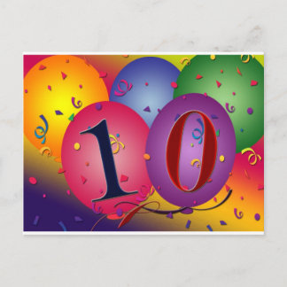 Cartão Postal Balões de aniversário de 10 anos!