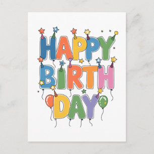Cartão Postal Balões de Aniversário Feliz