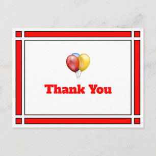 Cartão Postal Balões de Aniversário Vermelho Obrigado