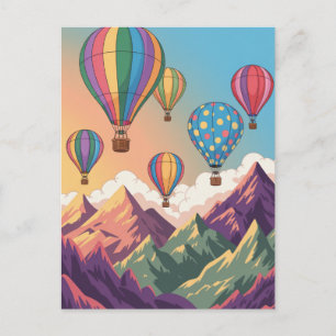 Cartão Postal Balões de ar quente sobre montanhas Puzzle