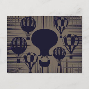 Cartão Postal Balões de Ar Quente Vintage Envelhecido Grunge