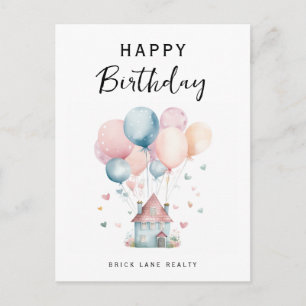 Cartão Postal Balões de Casa de Aniversário Realty