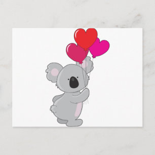 Cartão Postal Balões de Coração Koala