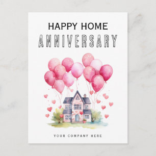 Cartão Postal Balões de Coração para Aniversário de Casa do Corr