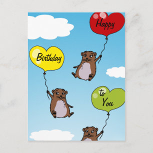 Cartão Postal Balões de Hamster, Feliz Aniversário para Você