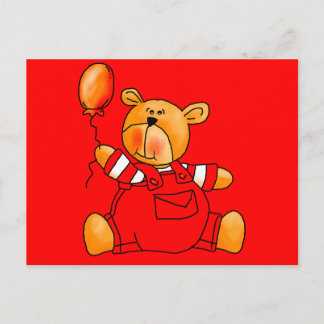 Cartão Postal Balões do Urso Vermelho do Miúdo