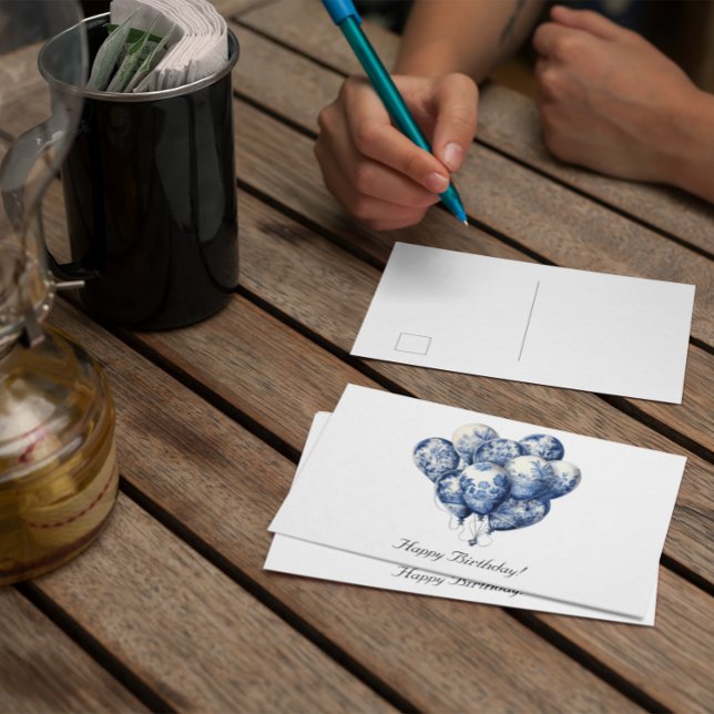 Cartão Postal Balões em Delft Blue personalizáveis (Criador carregado)