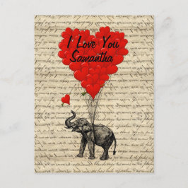 Cartão Postal Balões em forma de elefante e coração