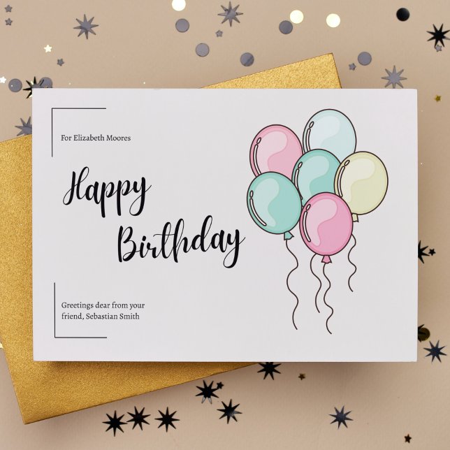 Cartão Postal Balões Pastel Feliz Aniversário (Criador carregado)
