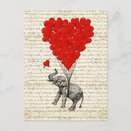 Cartão Postal Balões românticos do elefante & do coração