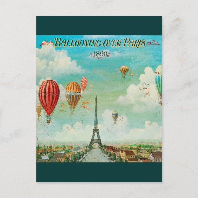 Cartão Postal Balonismo sobre Paris (Frente)