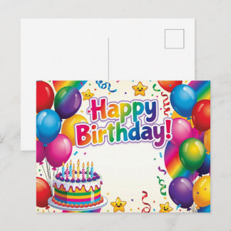 Cartão Postal Baloões coloridos de Feliz Aniversário