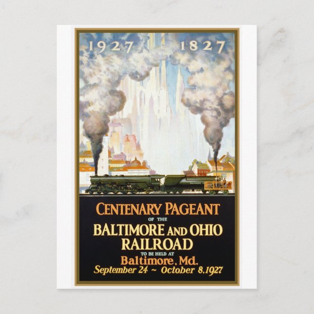 Cartão postal "Baltimore e Ohio Railroad Centenary (Frente)