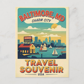 Cartão Postal Baltimore Maryland Charm City Retro