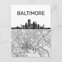 Baltimore Maryland City Skyline com Cartão-Postal 