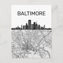 Cartão Postal Baltimore Maryland City Skyline com Cartão-Postal 