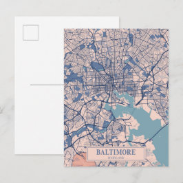 Cartão Postal Baltimore Maryland EUA Mapa da Cidade Ventilada Vi