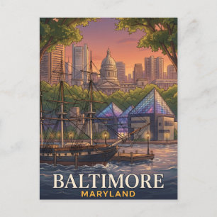 Cartão Postal Baltimore Maryland Porto Interno Viagem Histórica