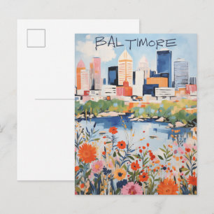 Cartão Postal Baltimore Maryland Viagem Cidade Estética