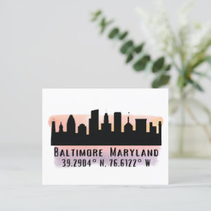 Cartão Postal Baltimore Skyline Latitude e Longitude
