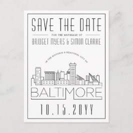 Cartão Postal Baltimore Wedding | Skyline Estilizado Salvar a Da