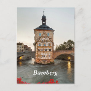 Cartão Postal Bamberg Old Town Hall e Obere Bridge