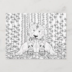 Cartão Postal Bamboo Panda Doodle