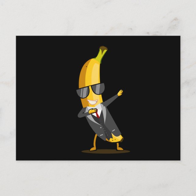 Cartão Postal Banana legal com Fato - Fruta Dab Funny Dancing (Frente)