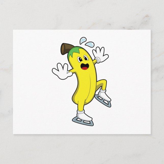 Cartão Postal Banana na patinação no gelo com skates de gelo.PNG (Frente)