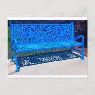 Cartão Postal Banco de Metal Decorativo Azul Milledgeville Geórg
