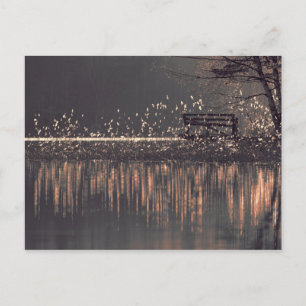Cartão Postal Banco do lago no cartão-postal da luz do ouro