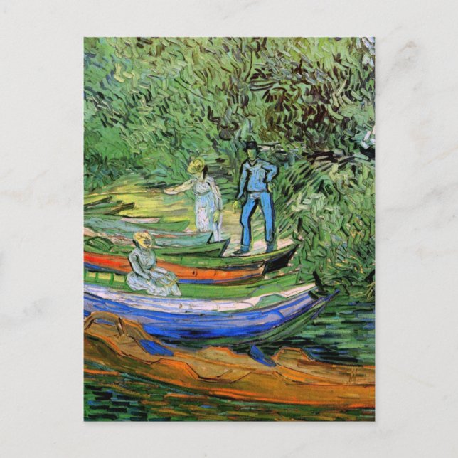 Cartão Postal Banco do Oise em Auvers por Vincent van Gogh (Frente)