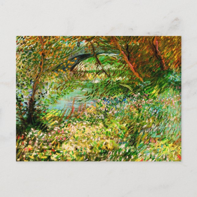 Cartão Postal Bancos de Seine Pont de Clichy Primavera Van Gogh  (Frente)