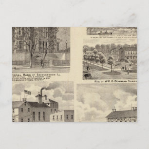 Cartão Postal Bancos, residências e cervejeiras de Shawneetown
