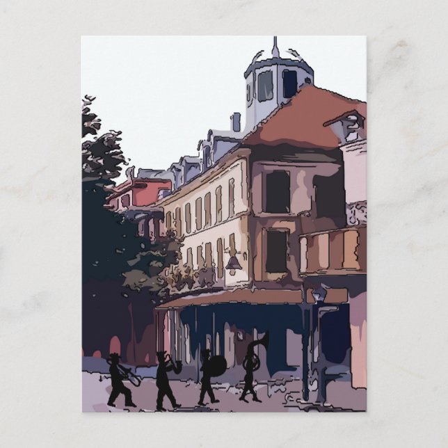 Cartão Postal Banda De Latão No Trimestre Francês (Frente)