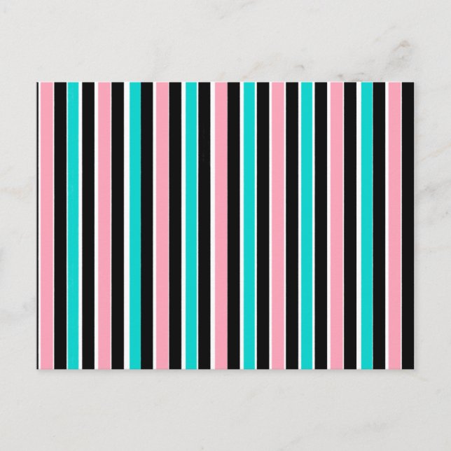 Cartão Postal Bandas em preto-rosa e azul (Frente)