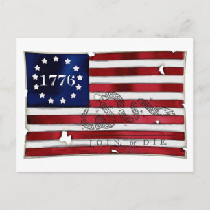 Cartão Postal Bandeira Americana 1776