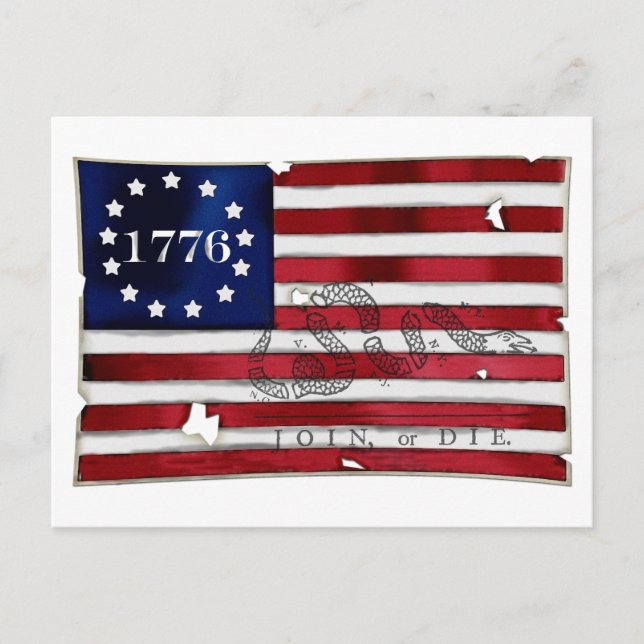 Cartão Postal Bandeira Americana 1776 (Frente)