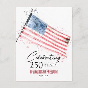 Cartão Postal Bandeira Americana 250 Anos Liberdade Festa de 4 d
