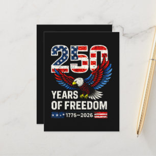 Cartão Postal bandeira americana aniversário de 250 anos